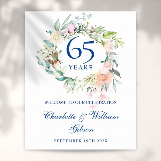 45 - 65e bruiloft Jubileum Bloemen Welkomstbord Poster