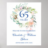 45 - 65e bruiloft Jubileum Bloemen Welkomstbord Poster (Voorkant)