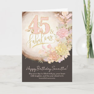 45 & Fabulous Bloemrijke Foto Persoonlijke Verjaar Kaart