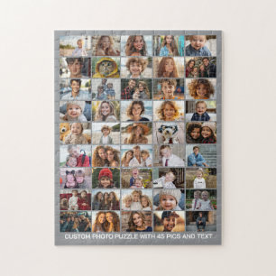 45 Fotocollage - Aangepaste tekst - Grijs en wit Legpuzzel