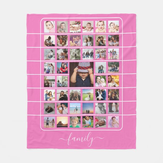 45 Fotocollage Unieke gepersonaliseerde DIY Custom Fleece Deken (Voorkant)