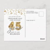 45 jaar Black Gold Balloons Uitnodigen Briefkaart (Achterkant)