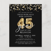45 jaar Black Gold Balloons Uitnodigen Briefkaart (Voorkant)