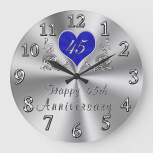 45 jaar bruiloft Jubileum cadeaus Sapphire CLOCK Grote Klok