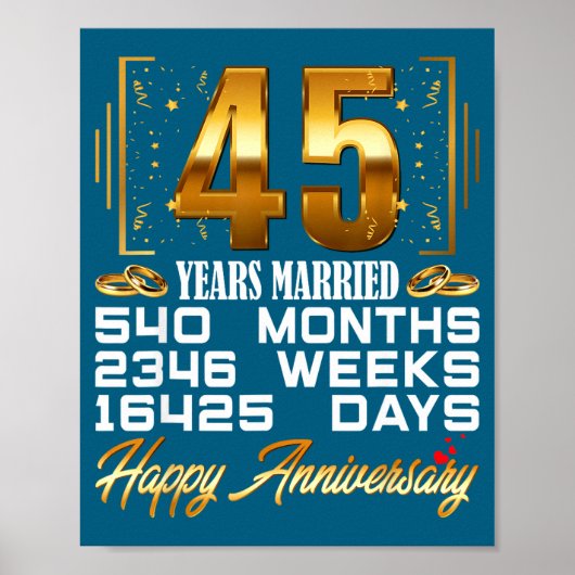 45 jaar getrouwd 45ste trouwdag poster (Voorkant)