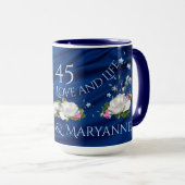 45 jaar Love Jubileum White Roses Custom Mok (Voorkant rechts)