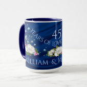 45 jaar Love Jubileum White Roses Custom Mok (Voorkant links)