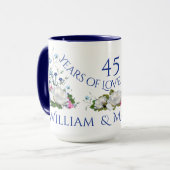 45 jaar Love Jubileum White Roses Custom Mok (Voorkant links)