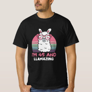 45 jaar oud dagblad Llamazing 45th Birthday Llama T-shirt