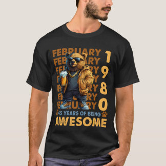 45 jaar oud Geweldige cool Beer sinds februari 198 T-shirt