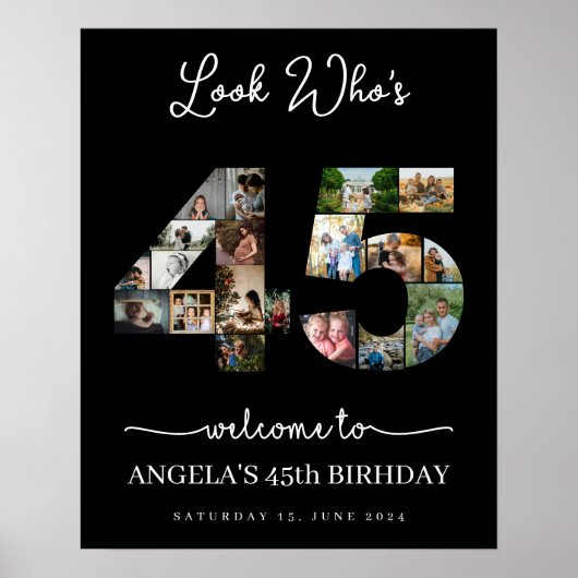 45 jaar oud Happy Birthday foto collage Poster (Voorkant)