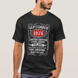 45 jaar oud september 1976 45e verjaardag t-shirt