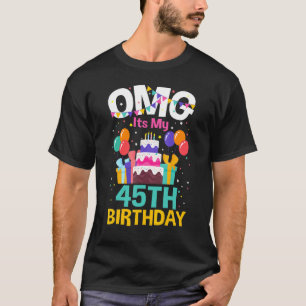 45 jaar oud verjaardagsfeestje omg gelukkig 45e ve t-shirt
