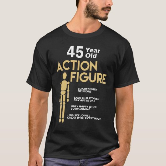 45 jaar oude actie Afbeelding 45e verjaardag Anniv T-shirt (Voorkant)