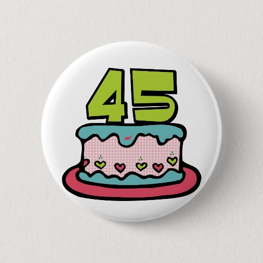 45 jaar oude Birthday Cake Ronde Button 5,7 Cm (Voorkant)