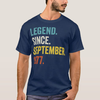 45 jaar oude leggende sinds september 1977 45e geb t-shirt