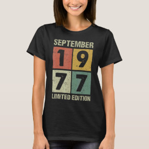 45 jaar oude Vintage september 1977 45e verjaardag T-shirt