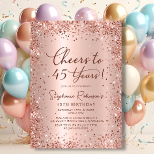 45 jaar Roos Gold 45th Birthday Kaart