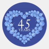 45 jaar saffier hart blauw & witte sticker (Voorkant)