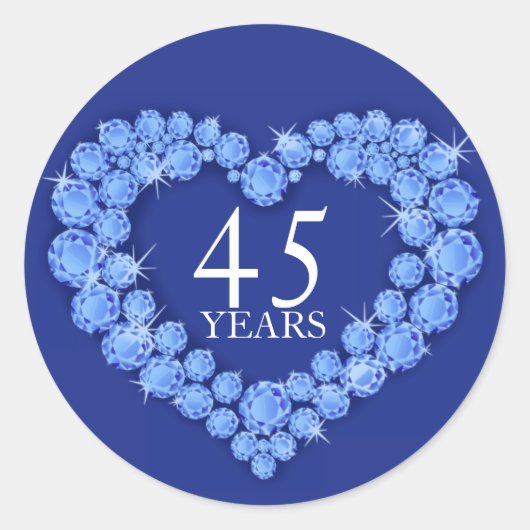 45 jaar saffier hart blauw & witte sticker (Voorkant)