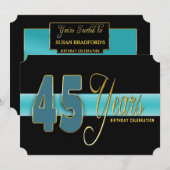 45 JAAR TWEEDE PARTIJENINVITATIE AQUA/ZWARTE ACK KAART (Voorkant / Achterkant)