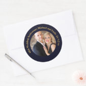 45-jarig jubileum foto Navy Goud Ronde Sticker (Envelop)
