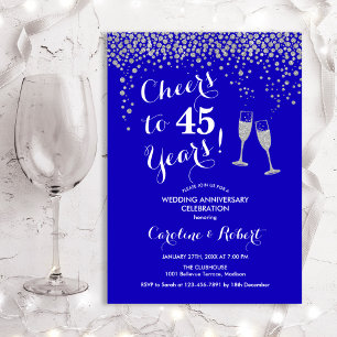 45-jarig jubileum - proost op 45 jaar zilverblauw kaart