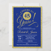 45-jarig jubileumfeest - saffierblauw goud kaart (Voorkant)