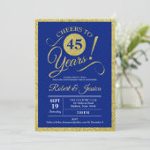 45-jarig jubileumfeest - saffierblauw goud kaart (Staand voorkant)