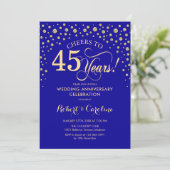 45-jarig jubileumfeest - saffierblauw goud kaart (Staand voorkant)