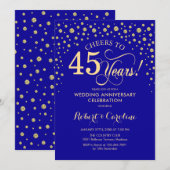45-jarig jubileumfeest - saffierblauw goud kaart (Voorkant / Achterkant)