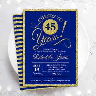 45-jarig jubileumfeest - saffierblauw goud kaart