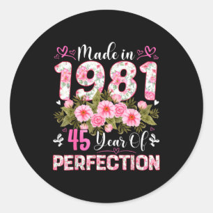 45-jarige gemaakt in 1981 bloem 45ste verjaardag v ronde sticker