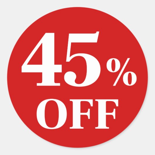 45% KORTE Rood Achtergrond Klassieke Sticker (Voorkant)