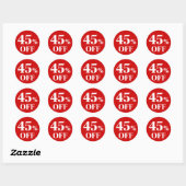 45% korting Rode Achtergrond Klassieke Ronde Stick Sticker (Vel)