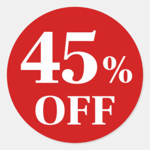 45% korting Rode Achtergrond Klassieke Ronde Stick Sticker