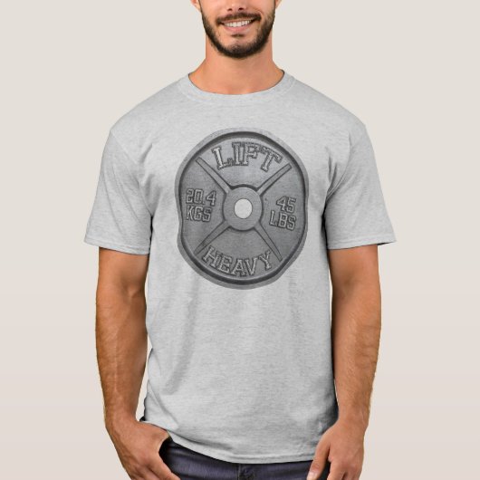 45 LBS Barbell Bord - HEAVY LIFT T-shirt (Voorkant)