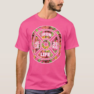 45 lbs Bord Hawaiian Flower Design Gym Weightlift T-shirt