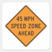 45 MPH Snelheidszone Ahead Custom Traffic Sign Vierkante Sticker (Voorkant)