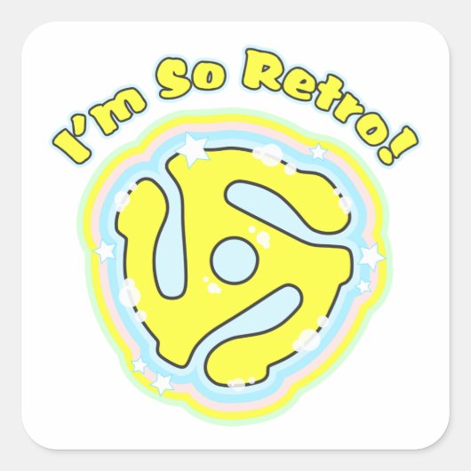45 RPM-adapter, dus Retro Vierkante Sticker (Voorkant)