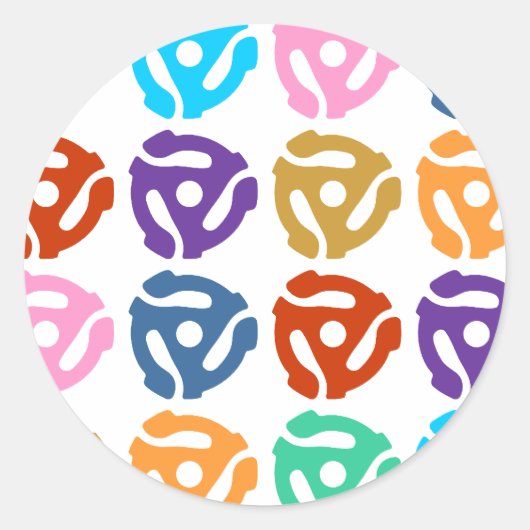45 RPM Record Adapter Pop Art Ronde Sticker (Voorkant)