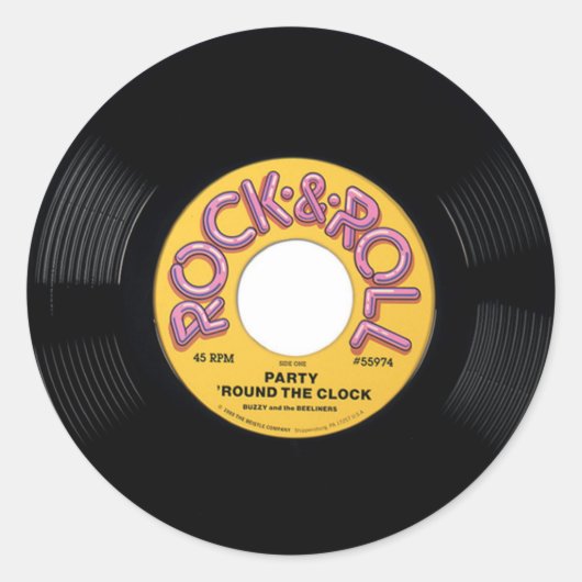 45 rpm record ronde sticker (Voorkant)