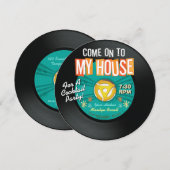 45 RPM RecordCome On My House Party Invitations Kaart (Voorkant / Achterkant)