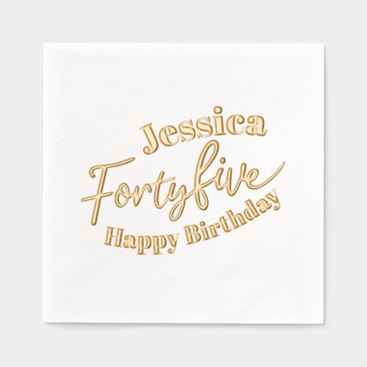 45 script 45th Birthday custom goud Folie Servetten (Voorkant)