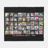 45 Square Photo Collage Grid met tekst - zwart Fleece Deken (Voorkant (Horizontaal))