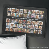 45 Square Photo Collage Grid met tekst - zwart Kussensloop