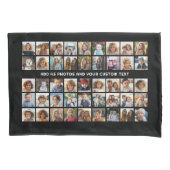 45 Square Photo Collage Grid met tekst - zwart Kussensloop (Voorkant)