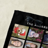 45 Square Photo Collage Grid met tekst - zwart Strandlaken (In situ)