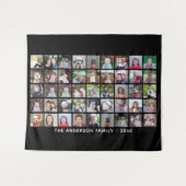45 Square Photo Collage Grid met tekst - zwart Wandkleed (Voorkant (horizontaal))