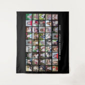 45 Square Photo Collage Grid met tekst - zwart Wandkleed (Voorkant)